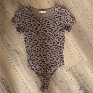 Abercrombie & Fitch Tan Short Sleeve Fitted Bodysuit